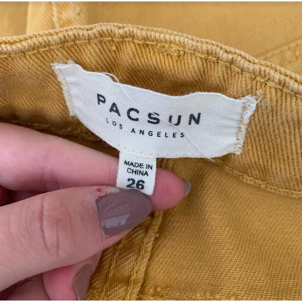 PacSun Distressed Jean Skirt Mustard Yellow Size 26